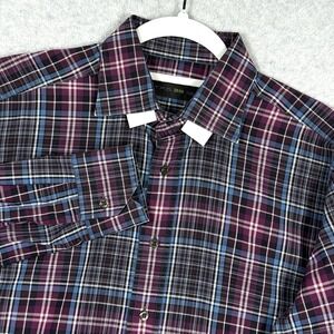 ETRO Shirt Mens 39 Plaid Button Up Long Sleeve Made In Italy Multicolor Cotton